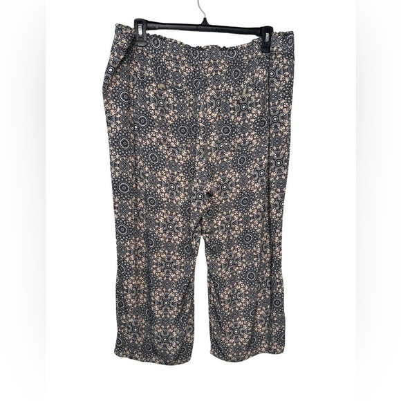 Liz Claiborne Mid Rise Straight Pull On Pants Cream Black White Geometric Sz 1X - Picture 10 of 17